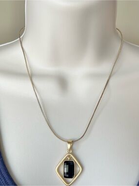 Lia Sophia Black and Gold Geometric Necklace